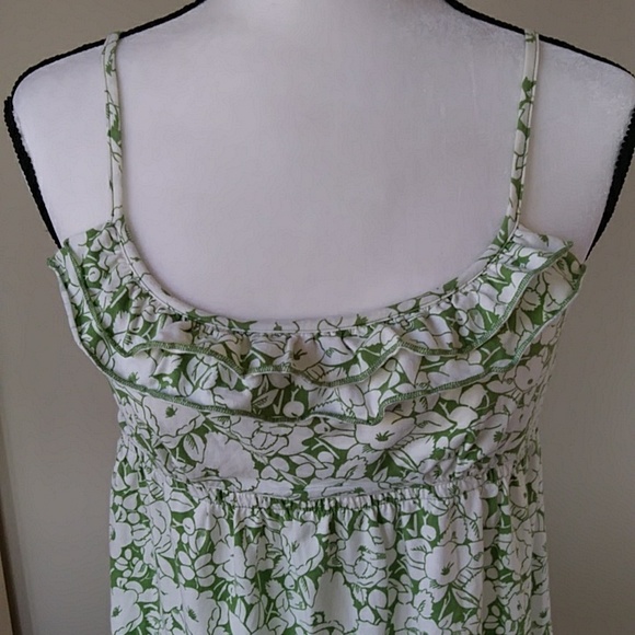 Ann Taylor Loft Floral Tiered Ruffle Empire Waist Sundress S Green White Pattern - Picture 13 of 16